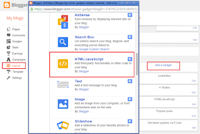 how to add gadget in blogger layout