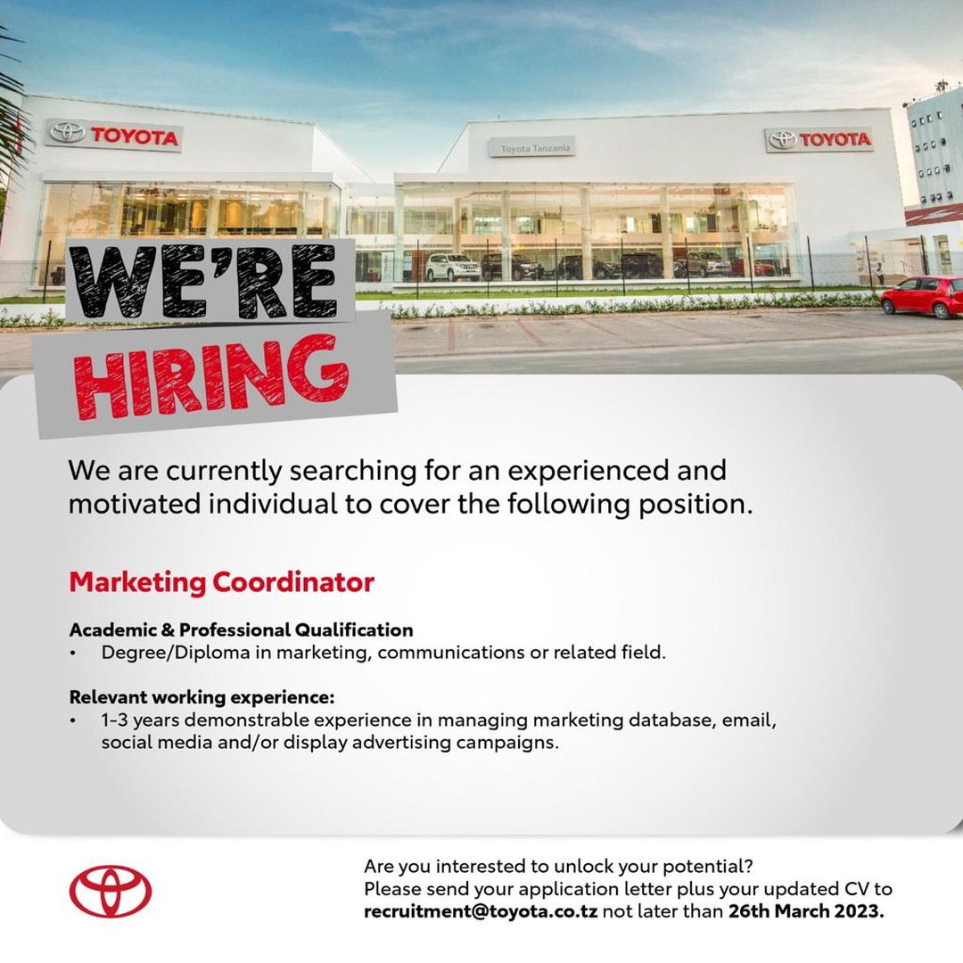 3 New Jobs at Toyota Tanzania Limited - Various Jobs