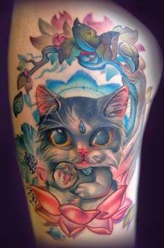 Incredible Pussy Cat Tattoo Designs, Women Shoulder With Pussy Cat Tattoo, Pussy Cat Women Shoulder Tattoo, Women Shoulder Cat Pussy Tattoo, Women, Artist, Parts,