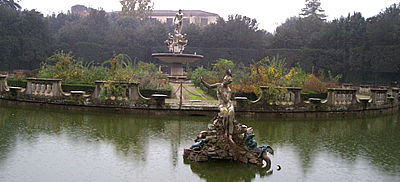 Fountain of the Ocean on the Isolotto in the Boboli Gardnes.