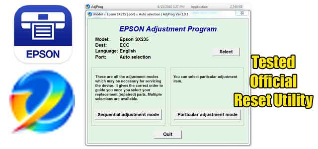 Epson Stylus SX235 Adjustment program (Reset Utility)