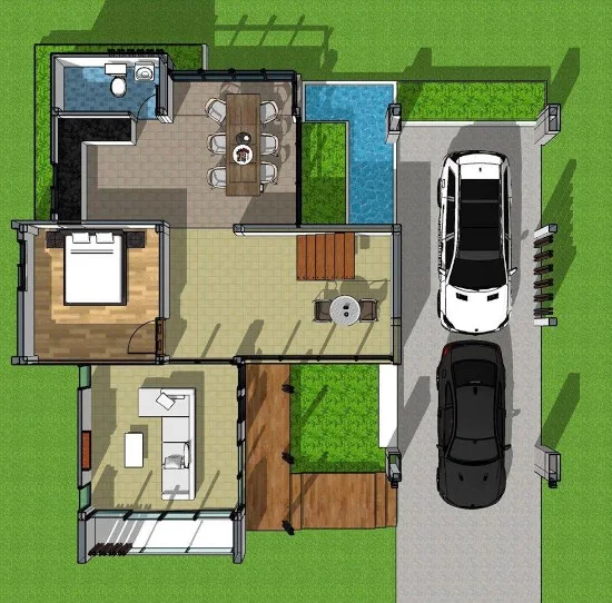 11 desain rumah modern 2 lantai dengan 3 kamar tidur