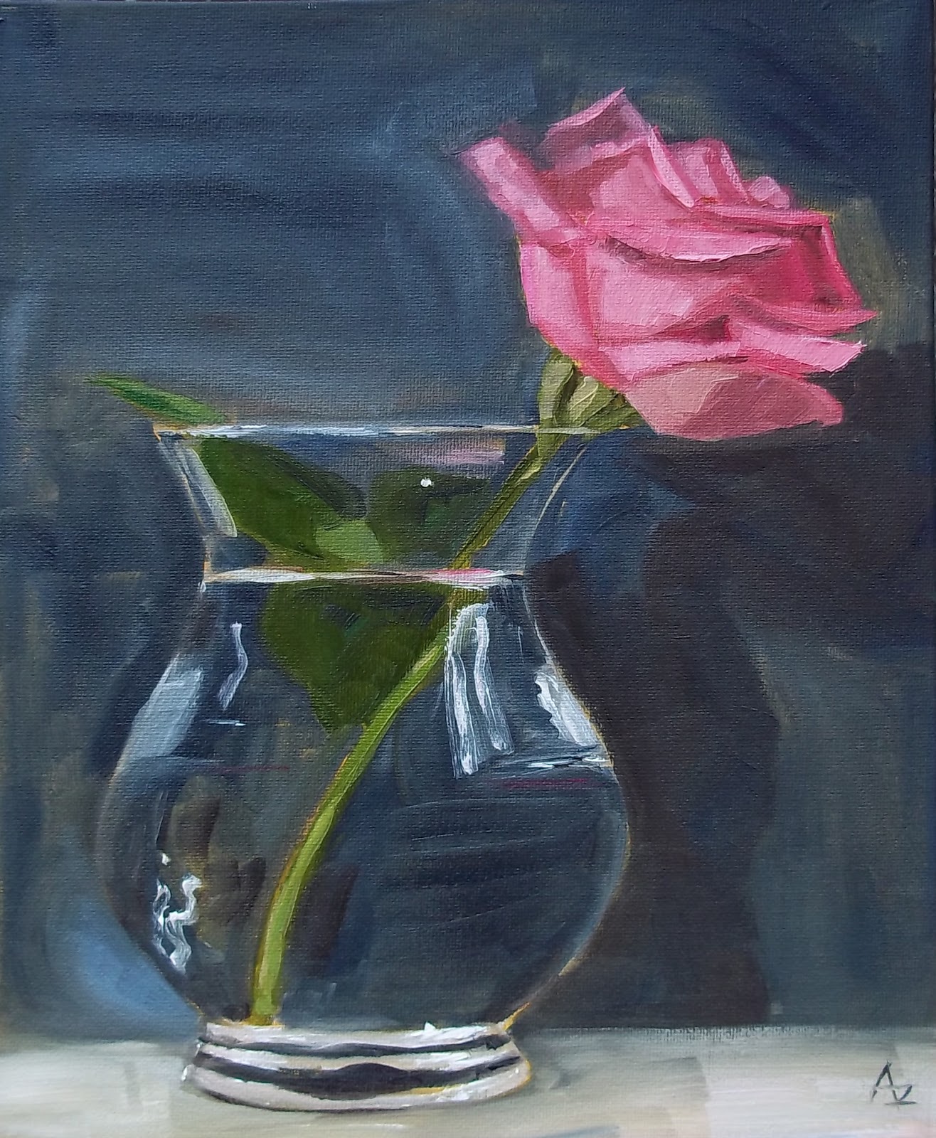 Day: Pink a Glass vases Rose  Azra's glass painting in Painting Vase