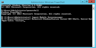 Switch GUI to Core in Windows 2012 R2 using Powershell