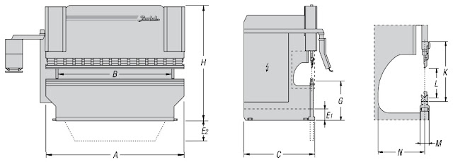 Hình ảnh kích thước máy chấn tôn cnc APHS Baykal