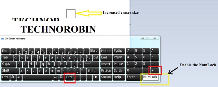 How to increase the eraser size in paint Windows 7