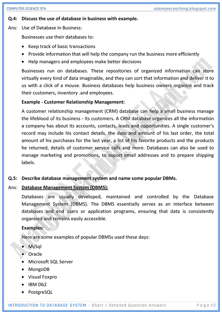 introduction-to-database-system-question-answers-computer-science-9th