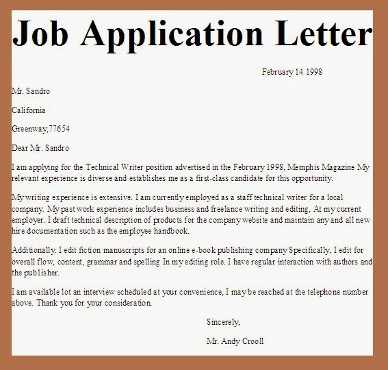 Job Application Cover Letter Format Pdf Technicalcollege Web Fc2 Com