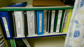 Notebooks with labels on the spine sitting on a shelf
