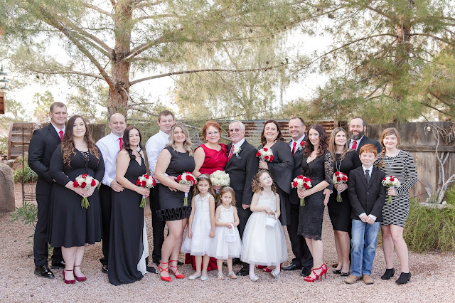 Bride and groom family photography at shenandoah mill in gilbert az