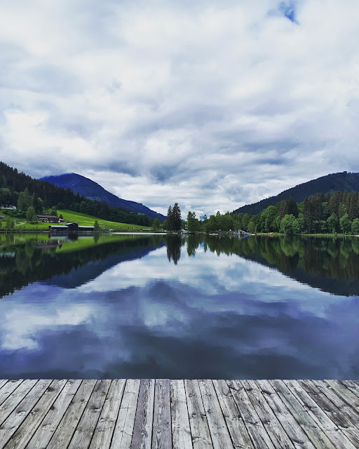 lake view from the pier at Schwarzsee in Kitzbühel