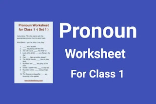 Pronoun Worksheet for class 1