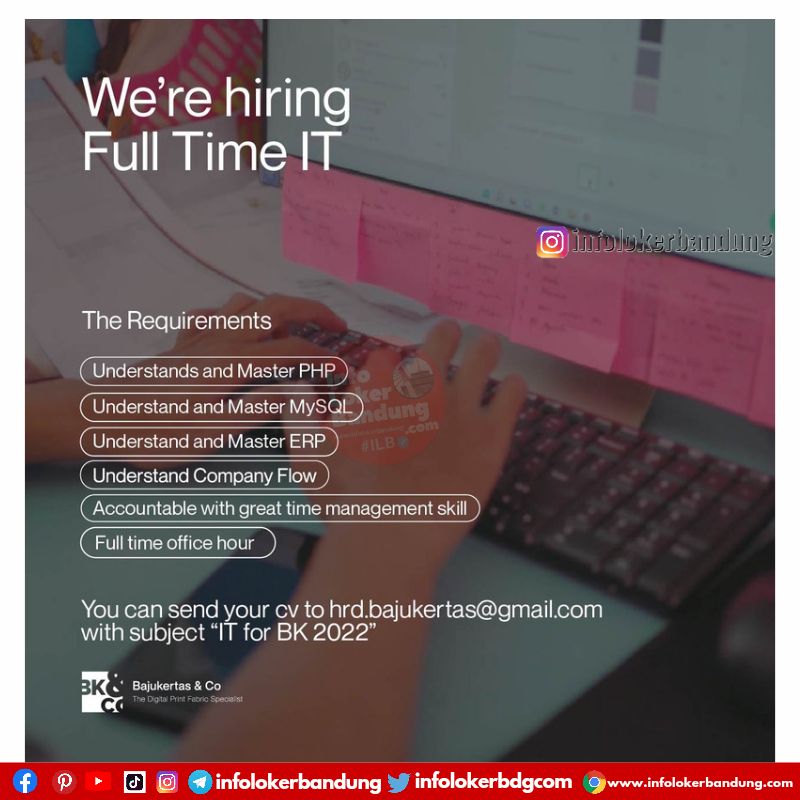 Lowongan Kerja Full Time IT Bajukertas & Co (@bajukertas.co) Bandung April 2022