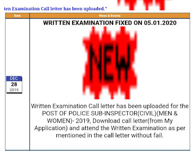 CIVIL POLICE SUB INSPECTOR 200 POSTS ADMIT CARD RELEASED OUT