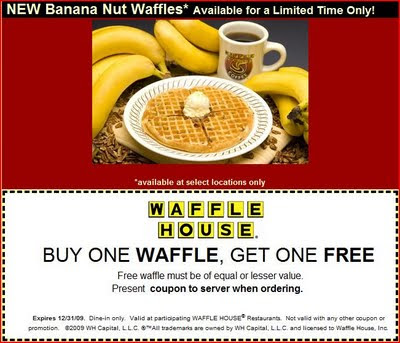 waffle house waffle. Buy 1 Waffle and Get 1 Free at