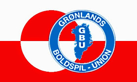 Escudo de la Federación de Fútbol de Groenlandia y bandera del país