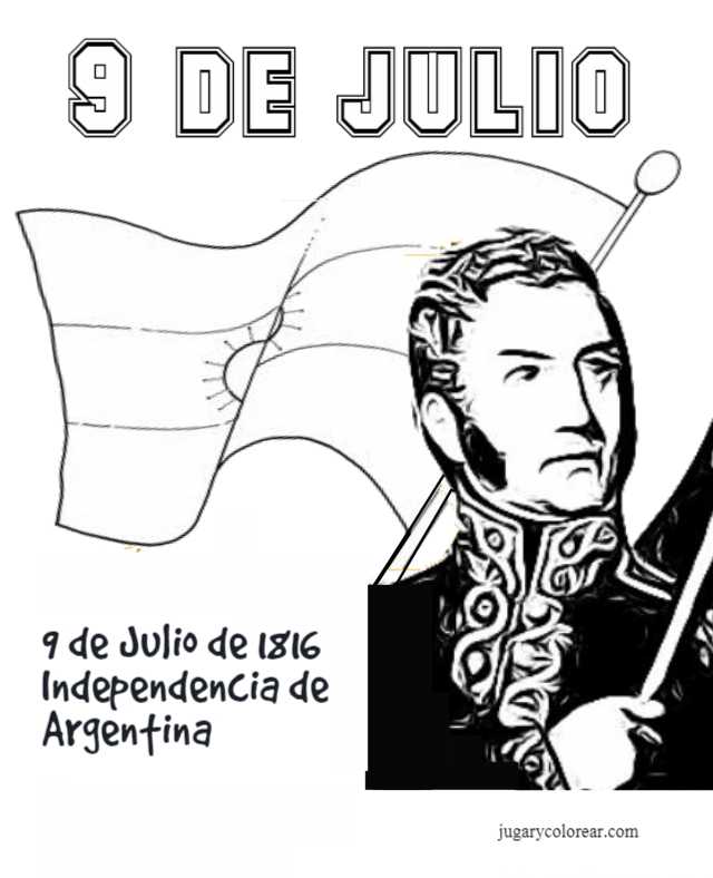 colorear  independencia de Argentina 9 de Julio