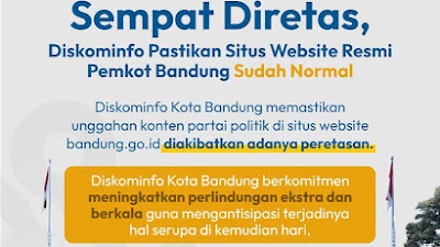 Sempat Diretas, Diskominfo Pastikan Situs Website Resmi Pemkot Bandung Sudah Normal
