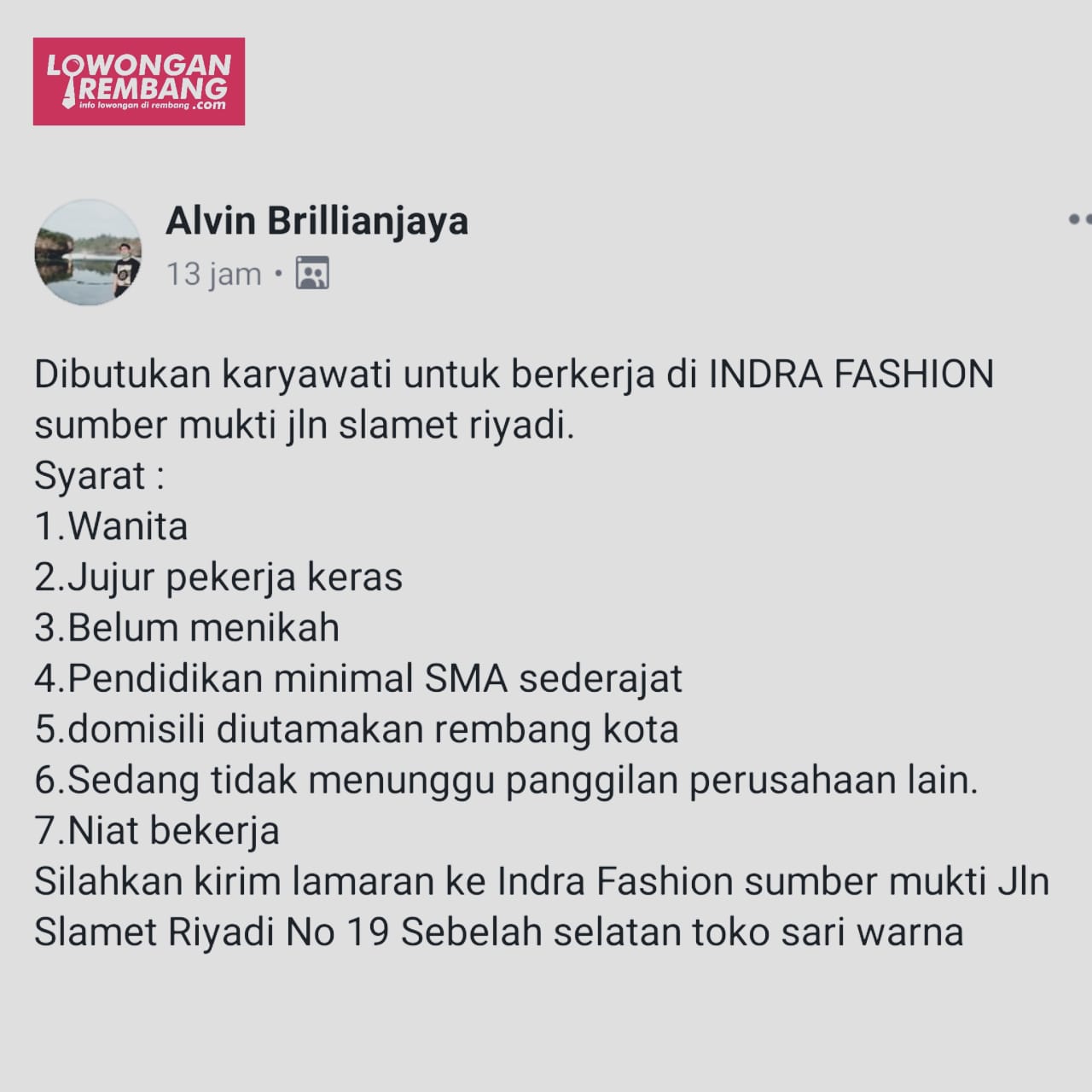 Loker Gudang Wings Rembang / Lowongan Kerja Kudus Terbaru ...