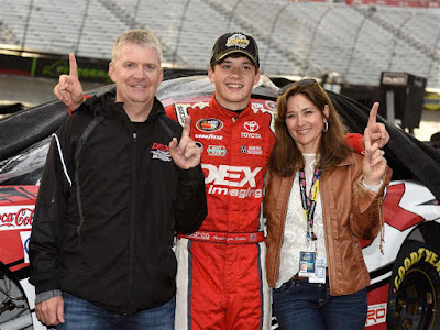 Harrison Burton (middle), Jeff Burton (left) and Kim Burton.