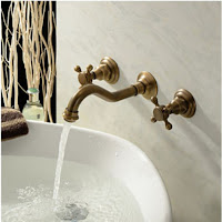 Andros Antique Brass Dual Handled Basin Sink Faucet