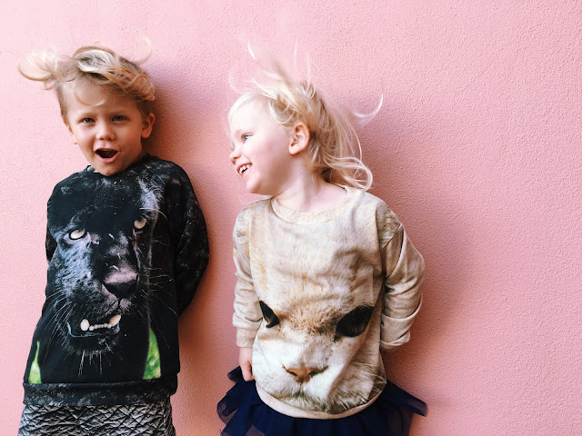 Popupshop kids Panther sweatshirt and White Cat Sweat