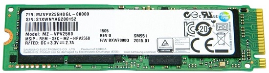 MZVPV512HDGL Samsung SM951 Series 512GB MLC NVMe M.2 2280 Solid State Drive