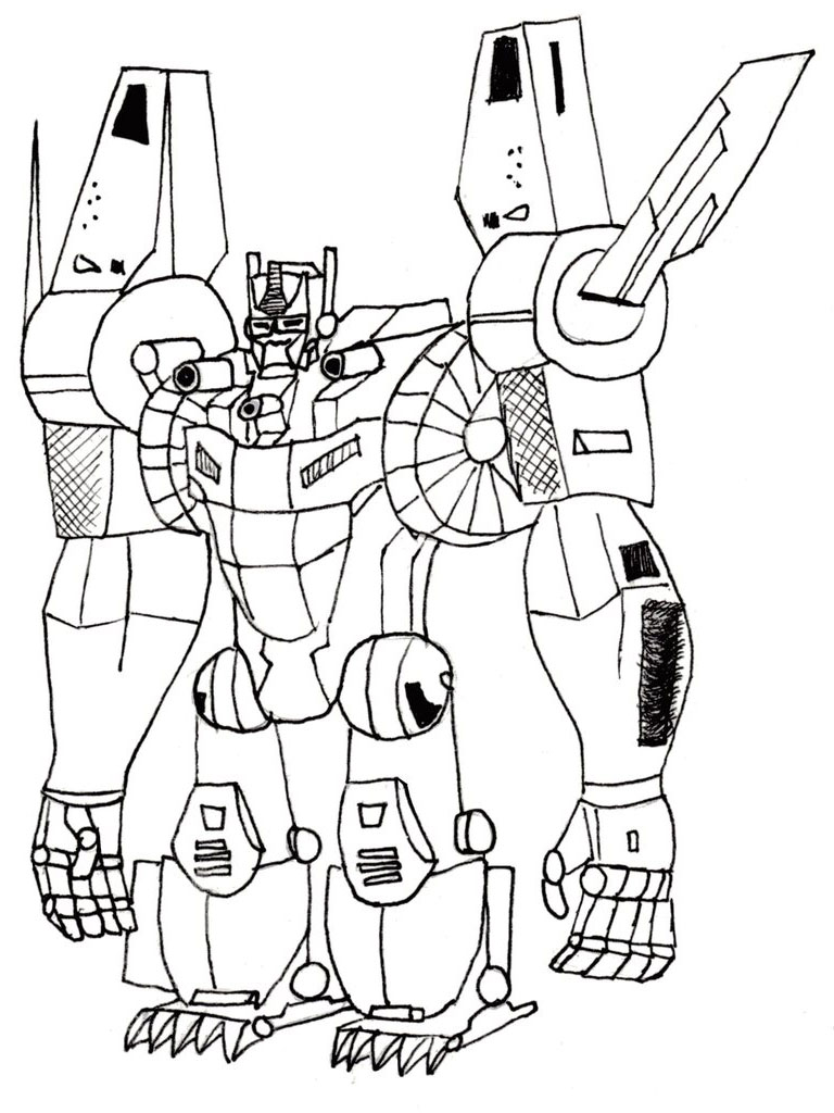 Sketsa Gambar  Mewarnai Hitam  Putih  Robot Transformers 