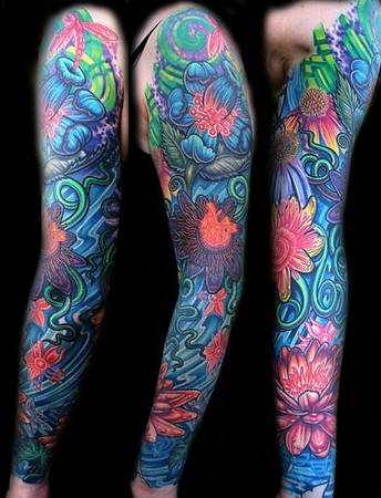 Tattoo Sleeve Designs on Tattoo The Best Ghost  Flower Sleeve Tattoo Designs
