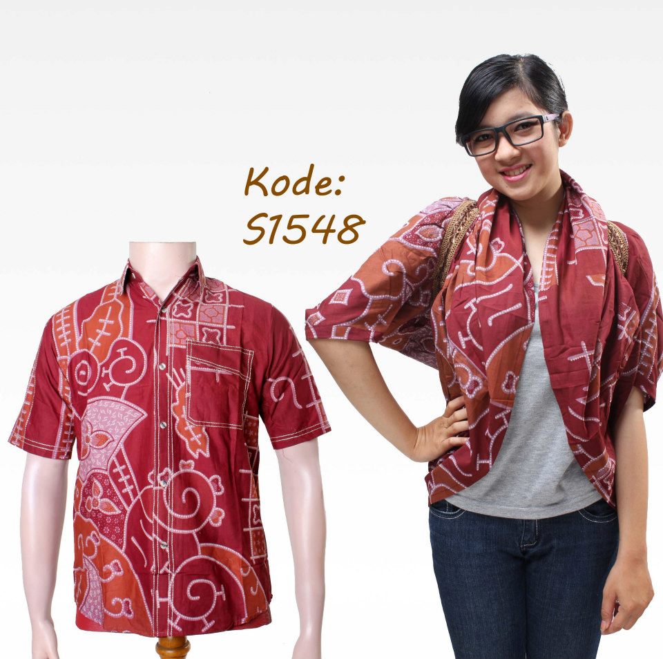 S1548 couple batik cardigan  pendek  Butik Batik Model  