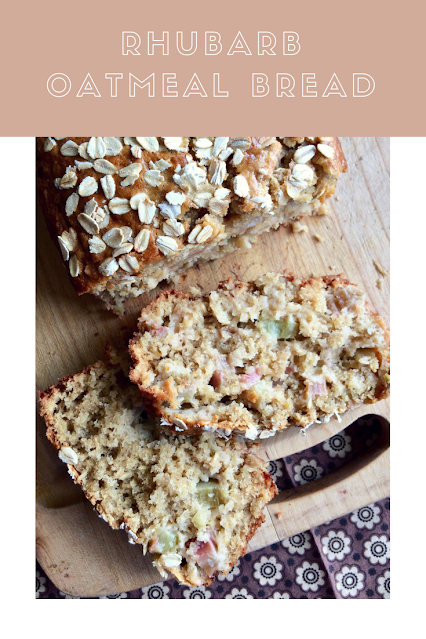 Slices of rhubarb oatmeal bread.