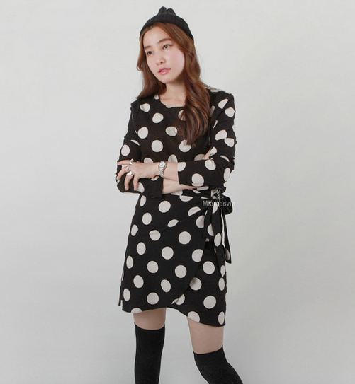Dotted Long Sleeve Dress