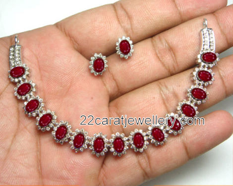 Buy Ruby Red Choker Necklace In Moon Shape Lined With Pearls On The Edges  By Paisley Pop