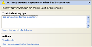 RegisterForEventValidation error