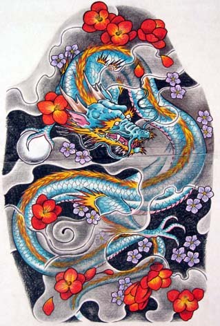 Dragon Tattoo Color. style dragon sleeve tattoo