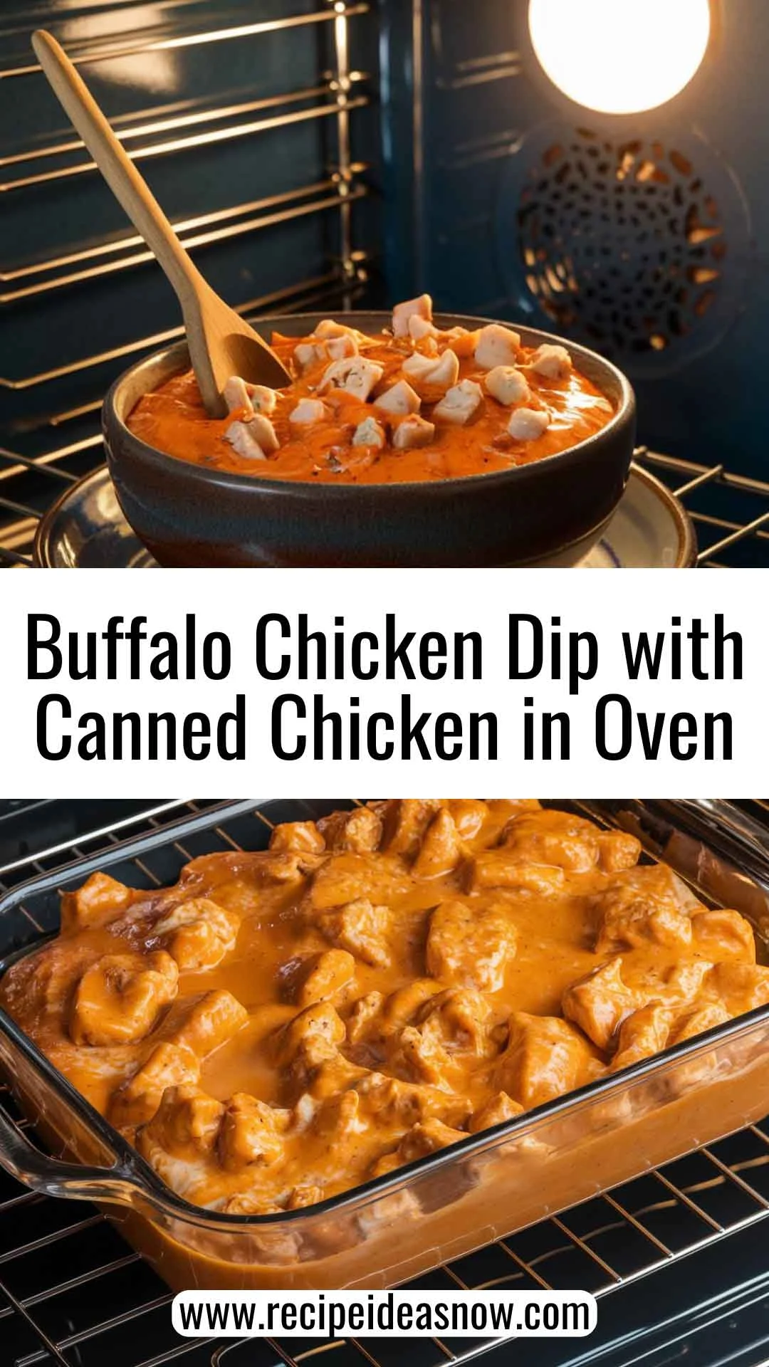 Easy buffalo chicken dip with canned chicken in oven