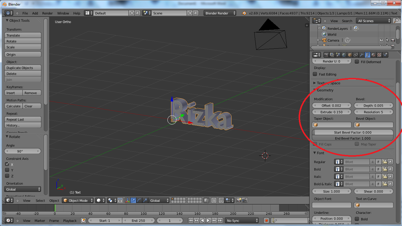 Tutorial Blender 3D Membuat Text Nama 3D Hawin Riska