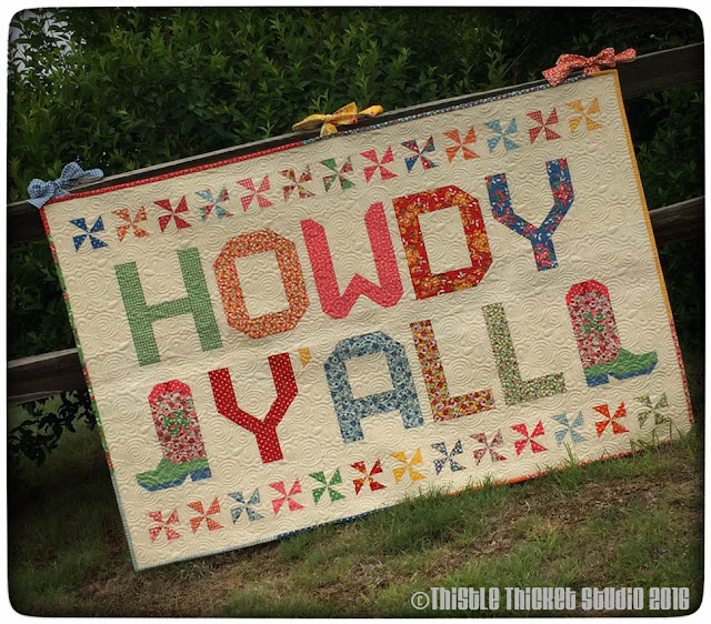 Howdy Y'all Quilt, Thistle Thicket Studio, cowboy boot quilt block, Moda Bake Shop Recipe, quilts, quilting