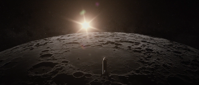 SpaceX Big Falcon Ship (BFS) above the Moon