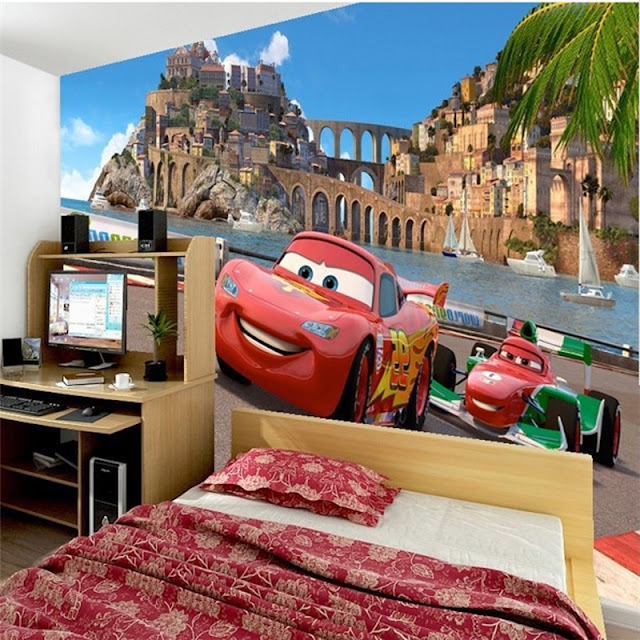 disney wall mural cars pixar wallpaper kid bedroom children boy