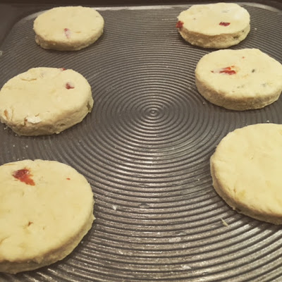 Cheese and Jalapeno Scones ready to bake on a baking tray