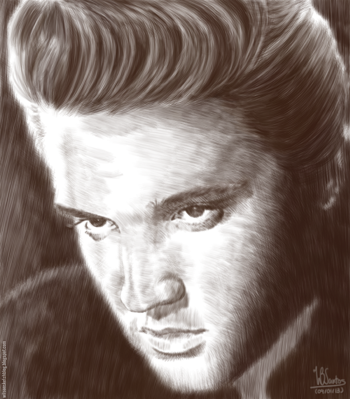 Drawing of Elvis Presley, using Krita 2.5.