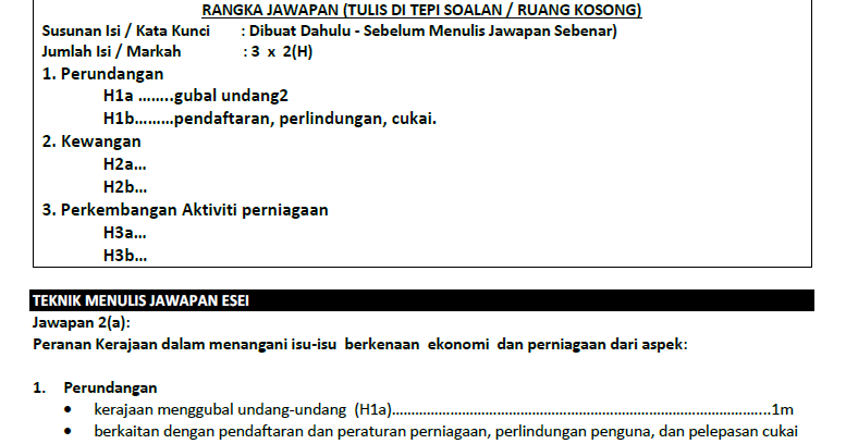 Contoh Soalan Esei Perniagaan - Soalan am