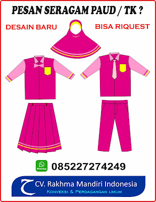 baju TK Muslim Model unik warna polos pink kombinasi rose pink unik lucu 2024 Seragam TK Islami Terlengkap & Harga termurah baju nasional