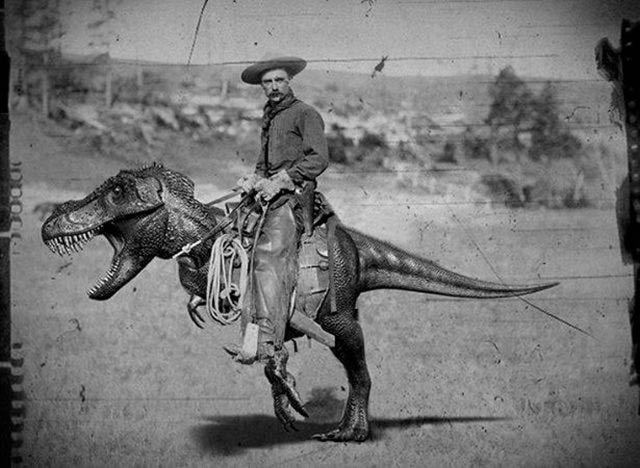 Cowboys und Dinosauriere alte Fotos aus dem Wilden Westen Spassbilder Wissenswertes zum lachen Enthüllung, Lustige Predigt, Lustiges, Vergangenheit