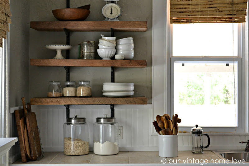 Reclaimed Wood Kitchen Shelves