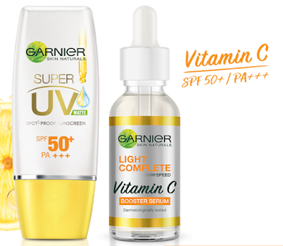 Garnier Bright Complete Vitamin C Serum and Brightening Sunscreen SPF50 Skincare Set