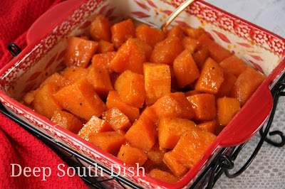 Sweet potatoes baked in a spiced, sugar syrup.