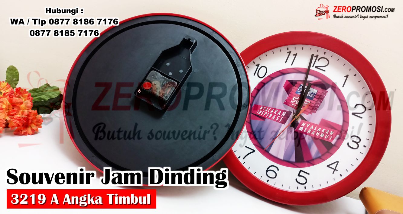 Jam dinding premier 3219A 32cm jam promosi souvenir, Classic Jam Dinding Custom Warna Logo Tulisan Minimalis, Jam Dinding Angka Timbul, jam dinding angka timbul polos kode 3219