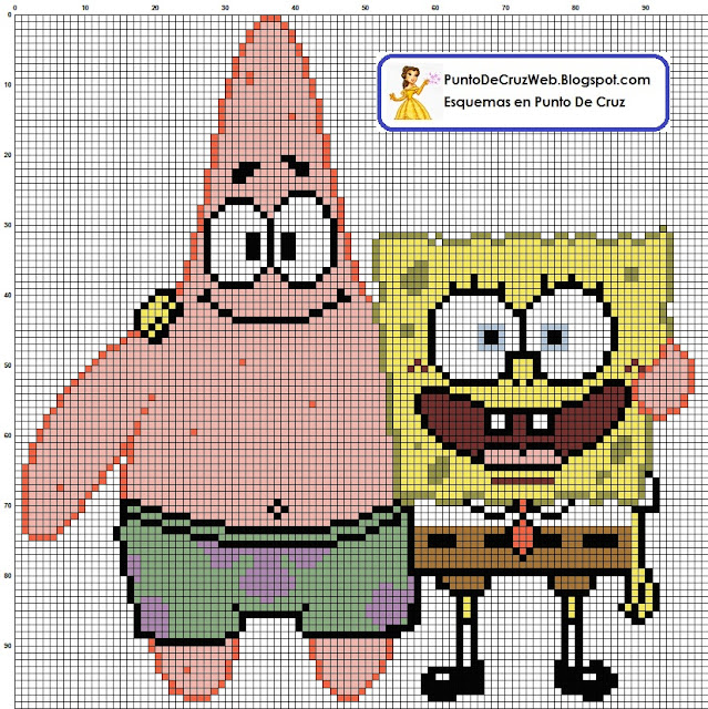 punto de cruz de patricio y bob esponja